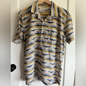 Far Afield Selleck Shirt Blue Pacific Stripe Print L